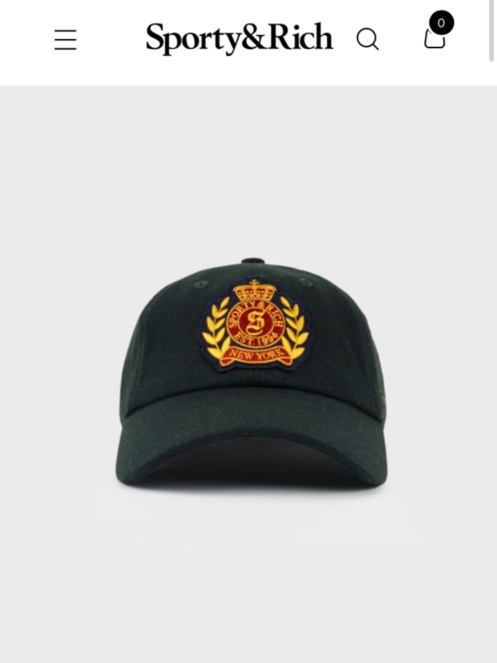 Sporty & Rich NY Crest Wool Hat - Forest Green with Gold & Red Emblem